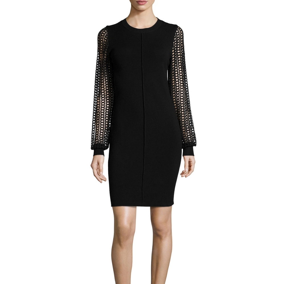 See by ChloeKnit Dress with Lace Sleeves, Black